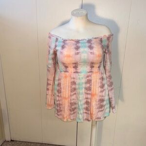 Torrid Multicolor Pastel Off-Shoulder Top, size